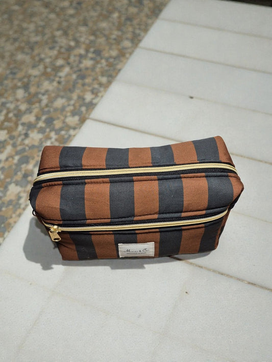 Neceser grande rayas negro y marrón