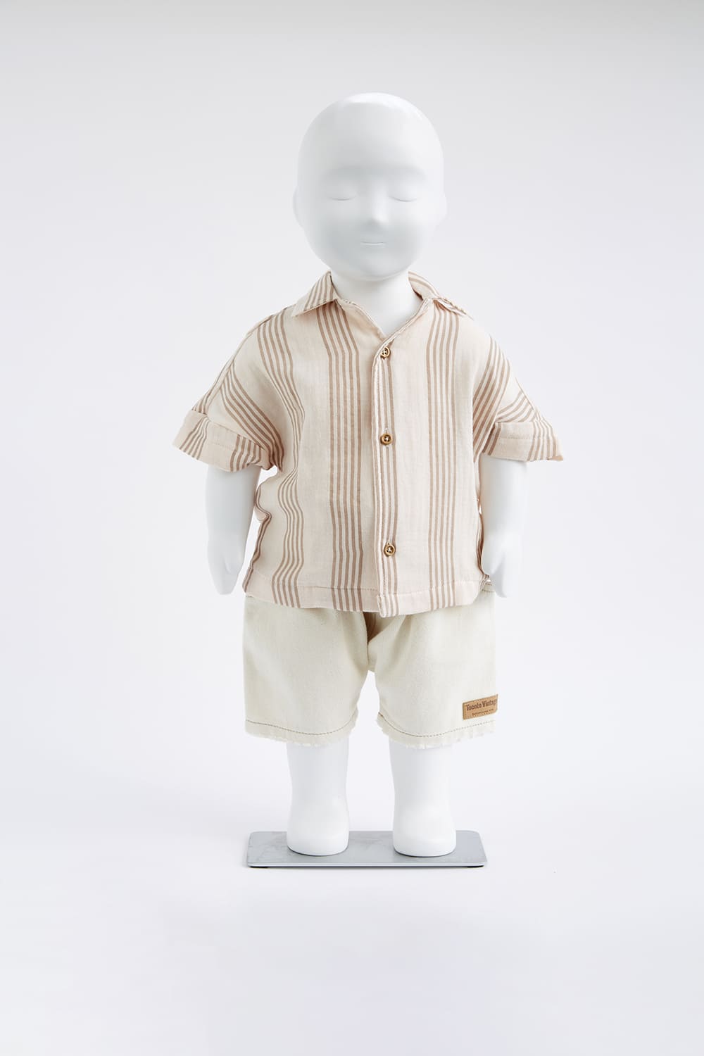 Bermuda-Baby-Twill aus weißem Tocoto Vintage