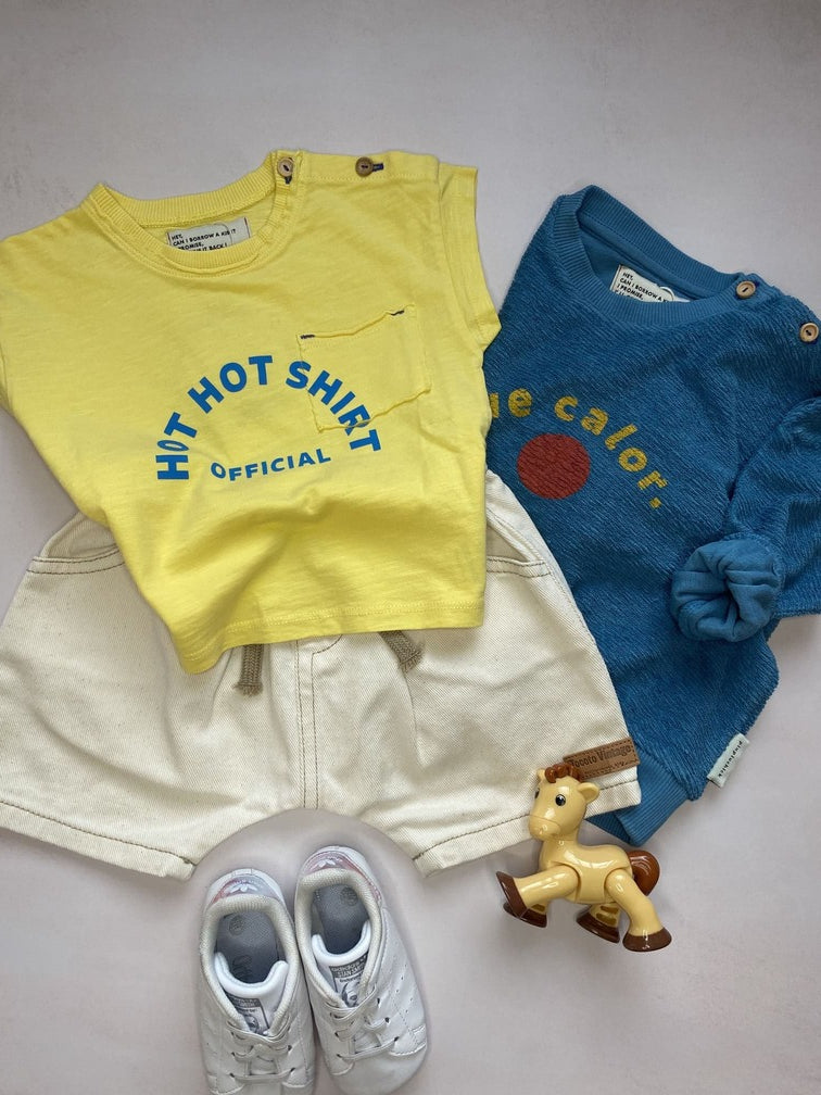 Bermuda-Baby-Twill aus weißem Tocoto Vintage