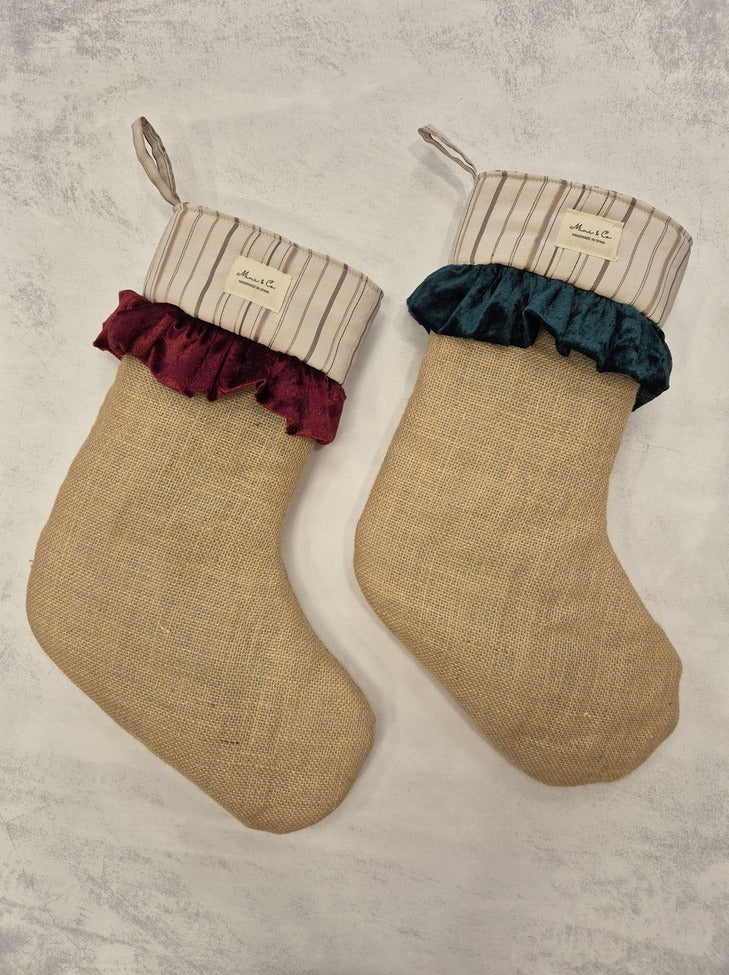 Bota navidad terciopelo verde