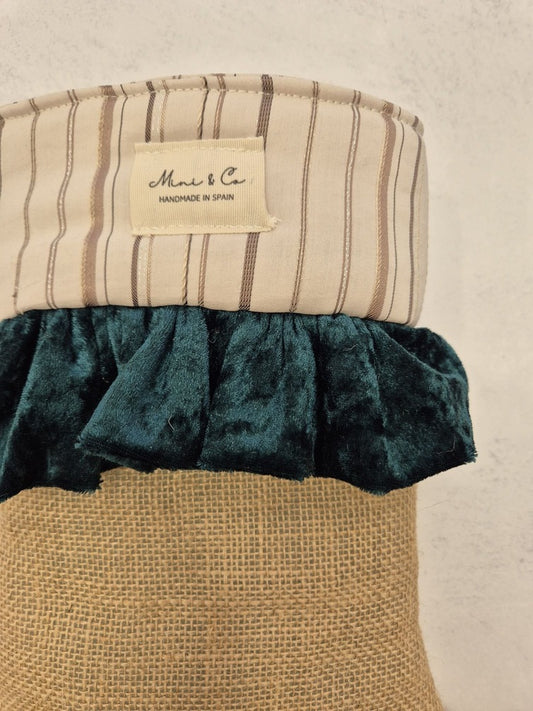 Bota navidad terciopelo verde