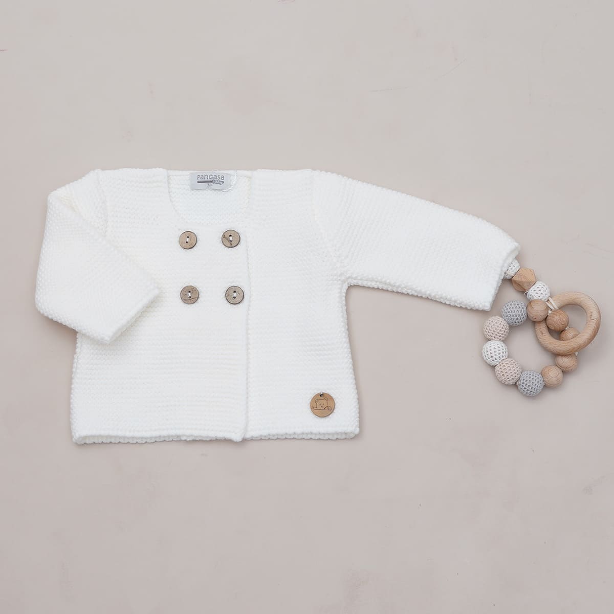 Chaqueta cruzada marfil Pangasa Baby