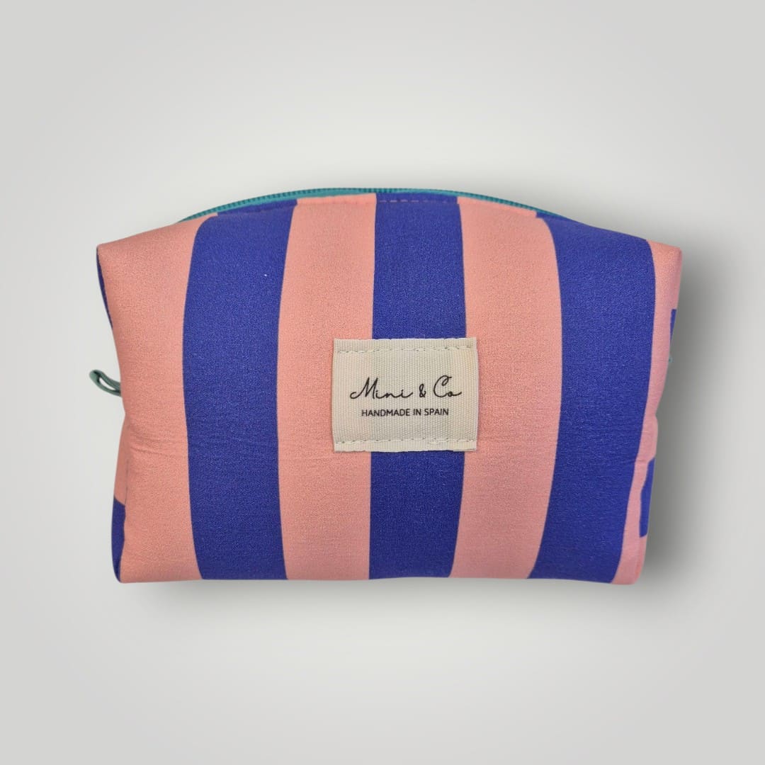 Neceser mediano rayas azules y rosas Mini and co