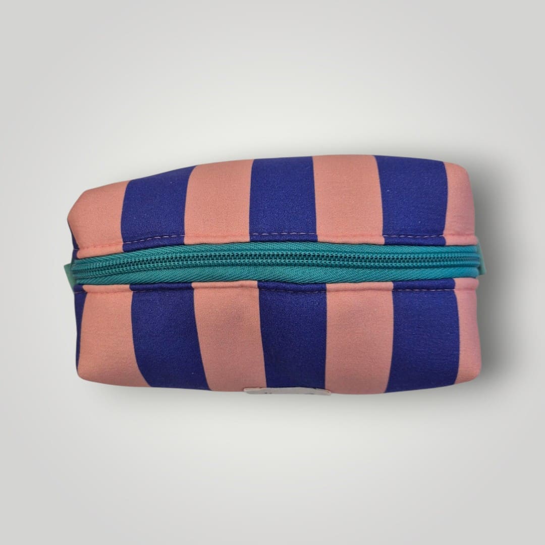 Neceser mediano rayas azules y rosas Mini and co