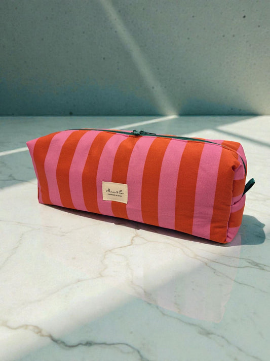 Neceser XXL rayas rosas y rojas