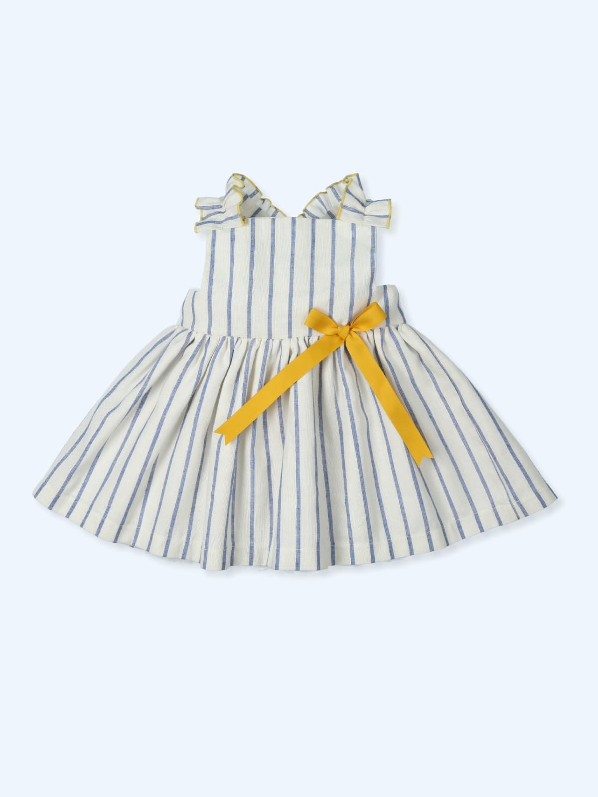 Vestido lino ECO rayas con lazo Mac Ilusión