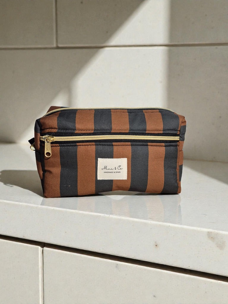 Neceser grande rayas negro y marrón