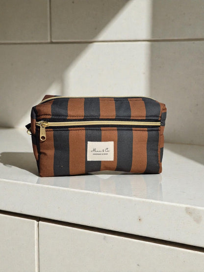 Neceser grande rayas negro y marrón