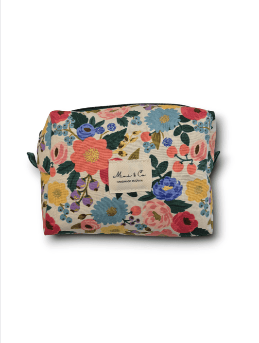Neceser mediano flores beige Mini and co