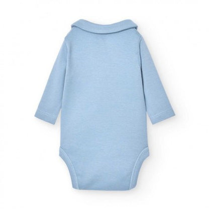 Body cruzado cuello azul bebe