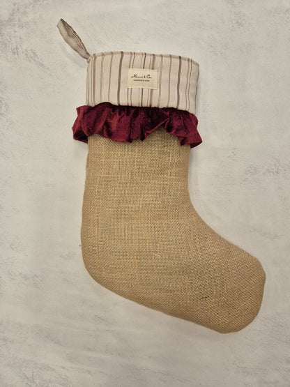 Bota navidad terciopelo granate