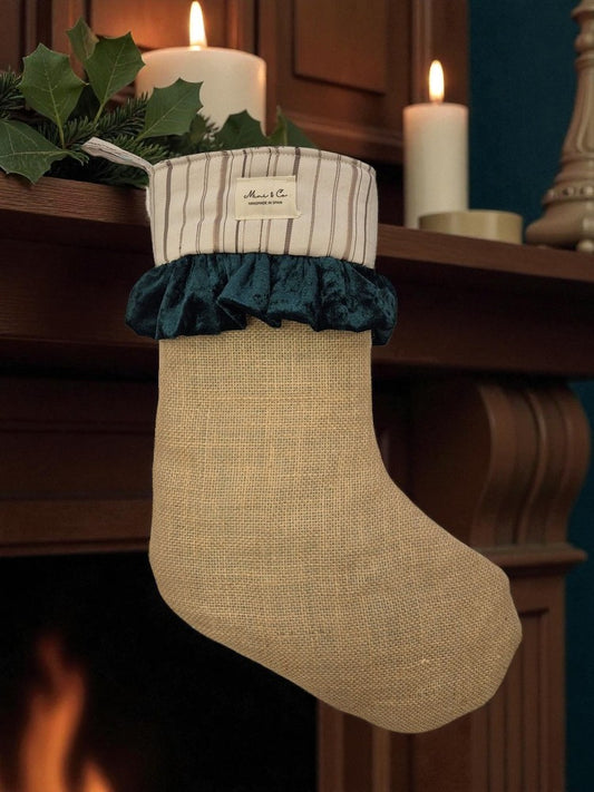 Bota navidad terciopelo verde