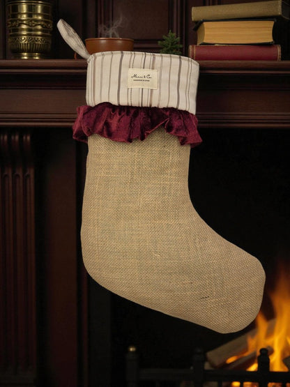 Bota navidad terciopelo granate