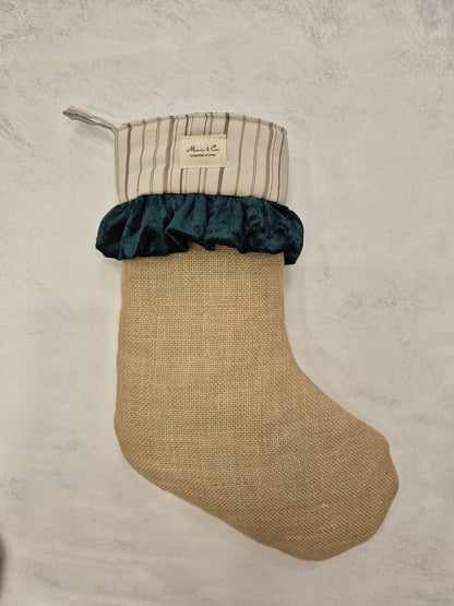 Bota navidad terciopelo verde