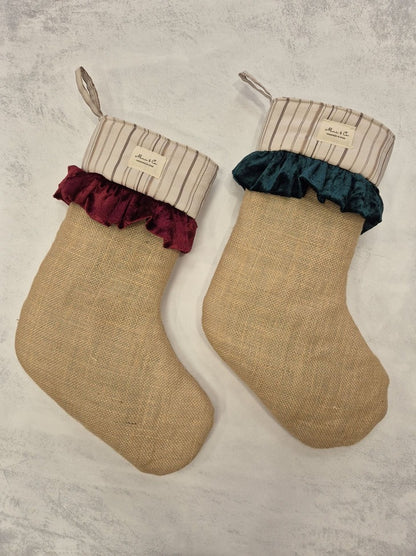 Bota navidad terciopelo verde