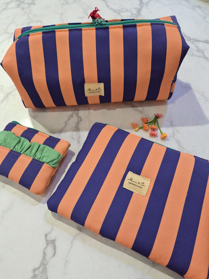 Neceser XXL rayas azul y rosa
