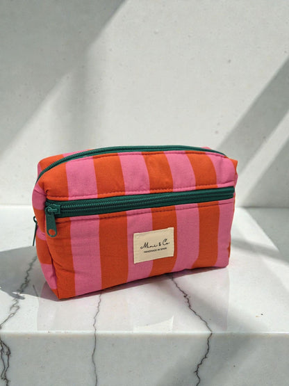 Neceser grande rayas rosas y rojas