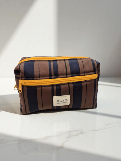 Neceser grande chocolate y marino