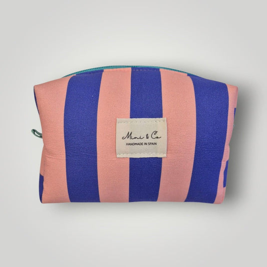 Neceser mediano rayas azules y rosas Mini and co