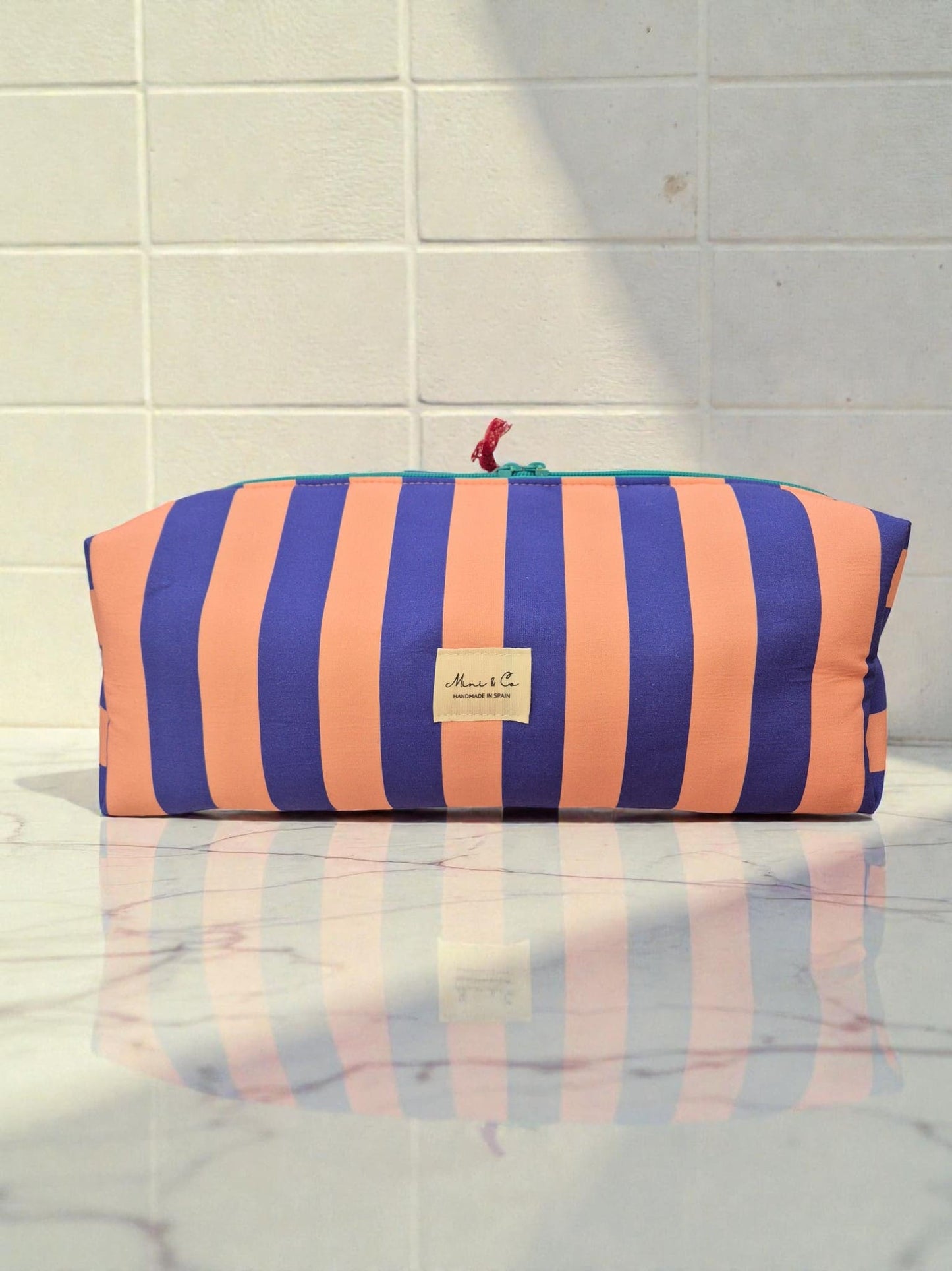 Neceser XXL rayas azul y rosa